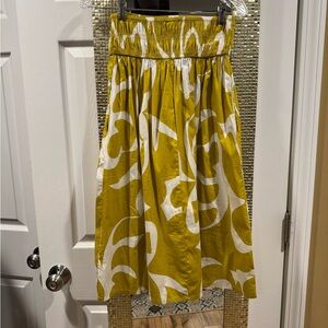A New Day Yellow and White Midi A-Line Skirt